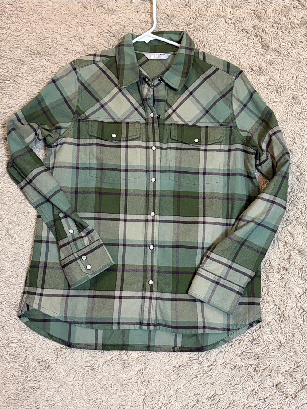 Stio Green Plaid Long-Sleeve Button Down Shirt
